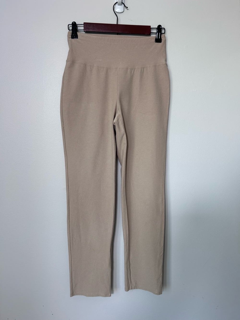 Eileen Fisher Khaki Nude Tan Straight Leg Stretch Pants Leggings SZ XXS